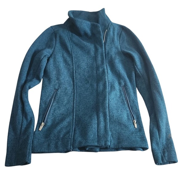 Avalanche Jackets & Blazers - Avalanche Teal Blue Fleece Jacket Mock Neck Zip Front Asymmetrical Size S
